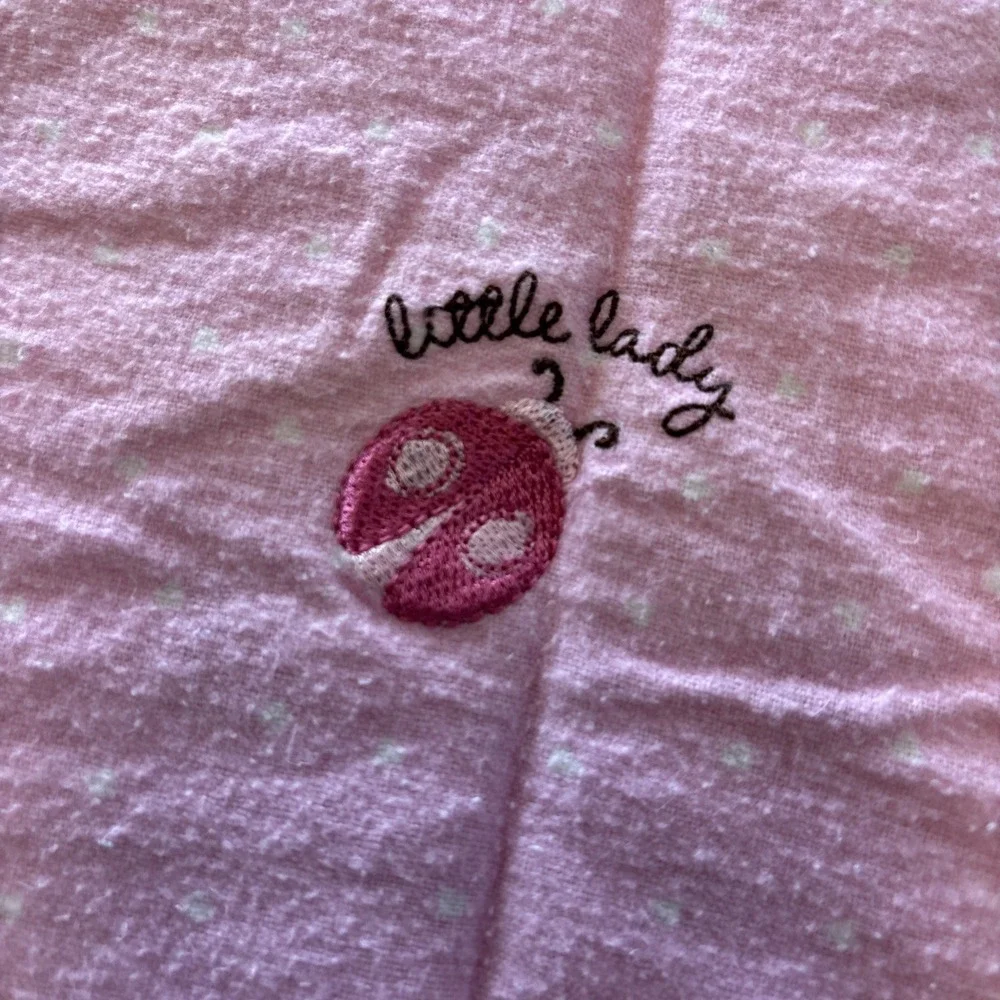 Vintage Baby Receiving Blankets Nursery Decor Pink Butterfly Lady Bug Lot of 2